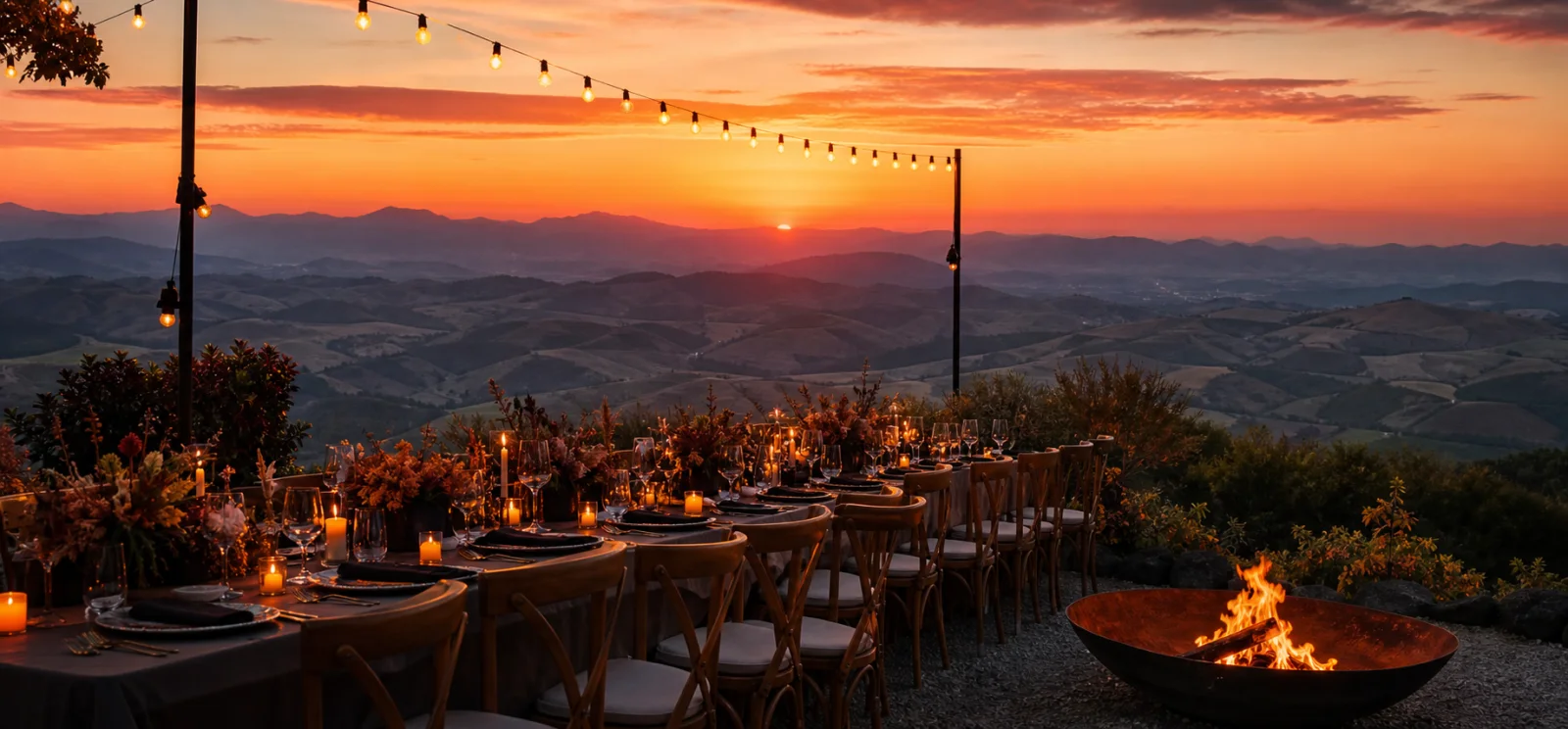 Jantar ao pôr do sol entre as montanhas de Socorro